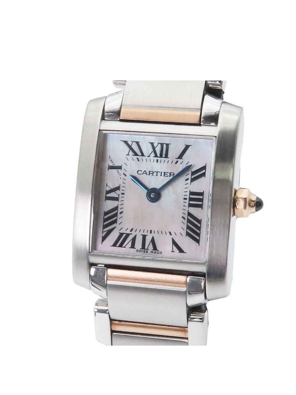 Cartier Tank Francaise SM Pink Mop Stainless Steel 18k Gold Shell Dial Watch